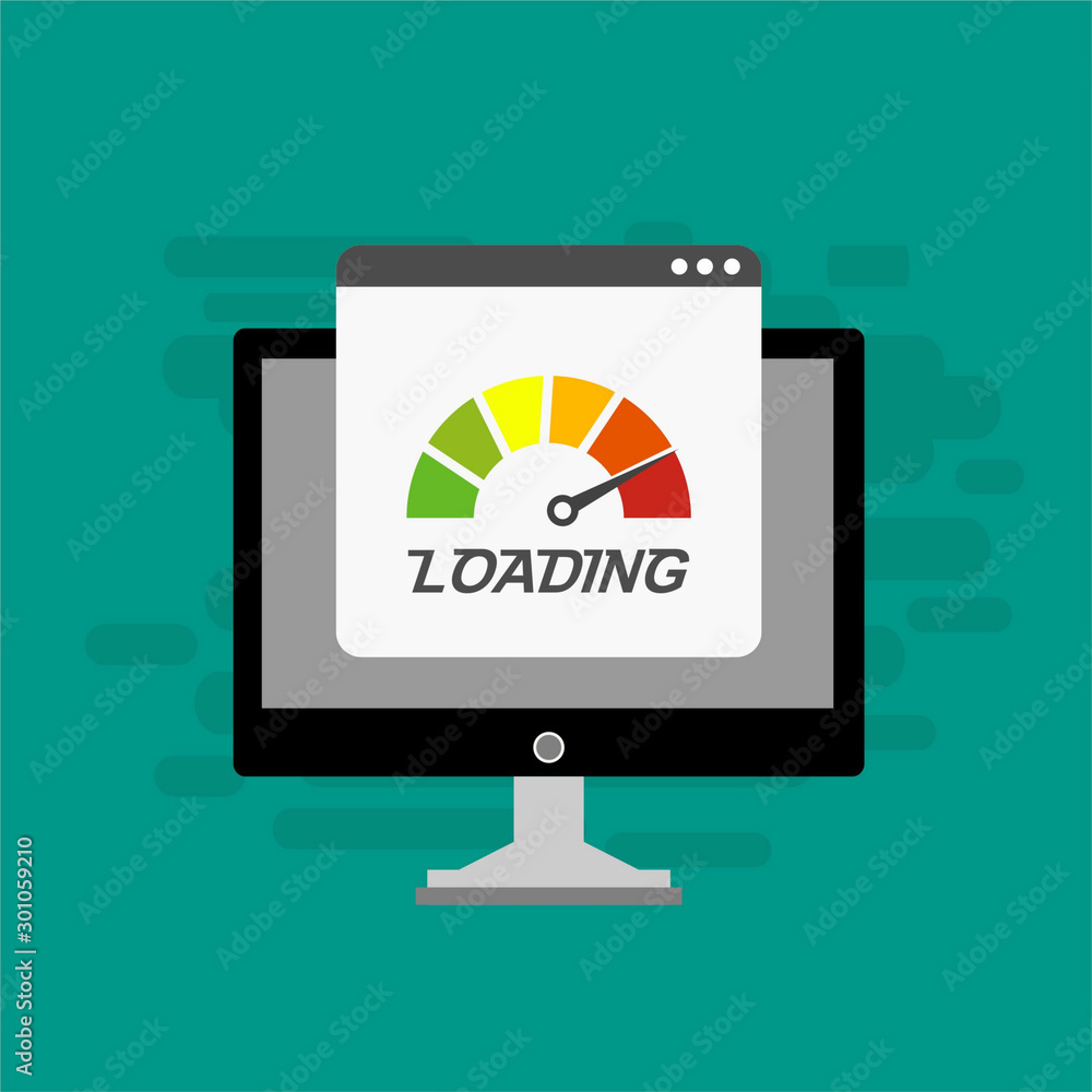 laptop with Speedometer Internet Speed icon. Website speed loading time. Vector illustration for web banner, business presentation, advertising material laptop with Speedometer Internet Speed icon. Website speed loading time. Vector illustration for web banner, business presentation, advertising material