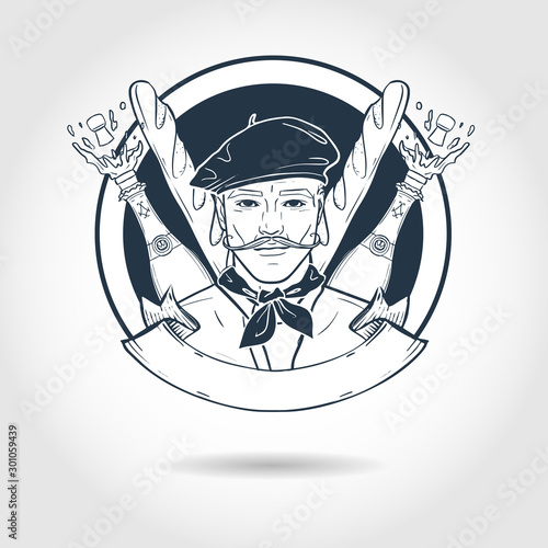 Hand drawn sketch french man