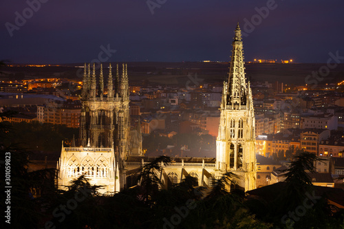 Night aerial cityscape of Burgos photo