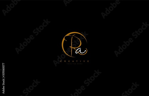 Ra letter Stylized Circle Shape Signature Monogram Elegant Logo
