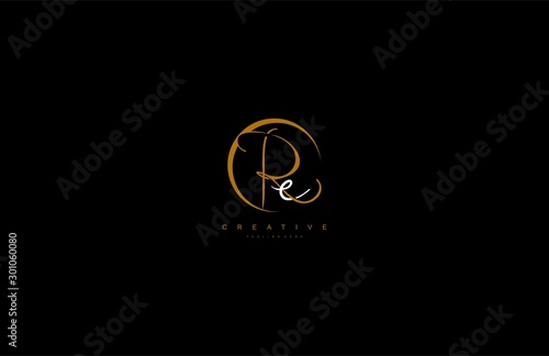 Re letter Stylized Circle Shape Signature Monogram Elegant Logo