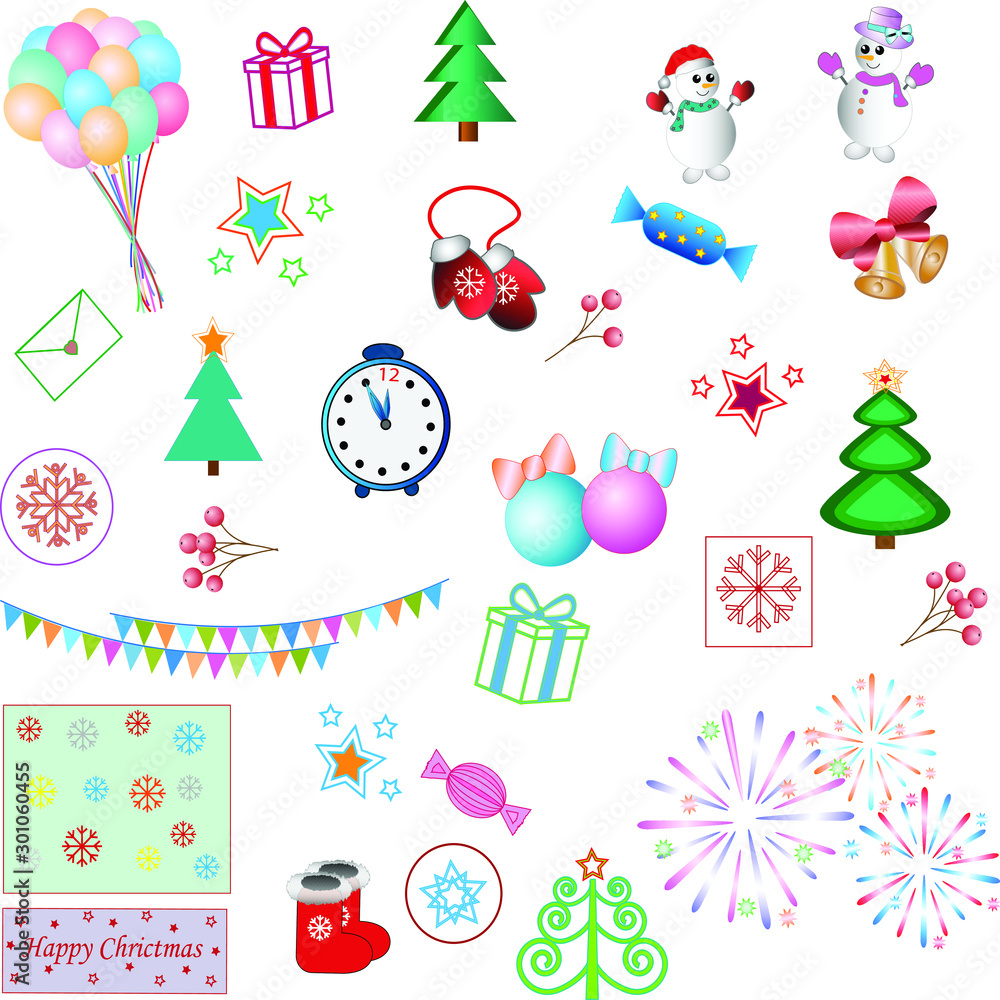 Card with Christmas illustrations for design, vector Card with Christmas illustrations for design, vector