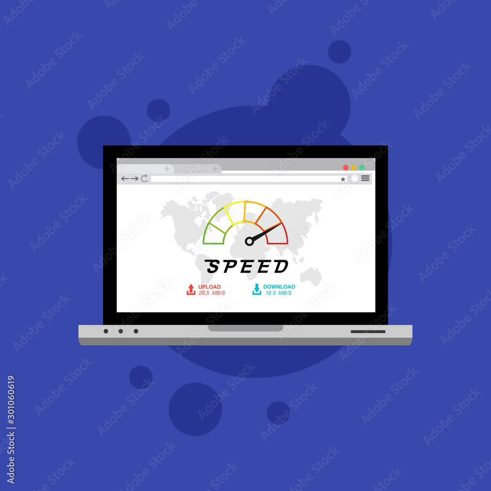 laptop acceleration icon vector template. Site Speed Test Concept Fast or Slow Load Modern vector illustration concept laptop acceleration icon vector template. Site Speed Test Concept Fast or Slow Load Modern vector illustration concept