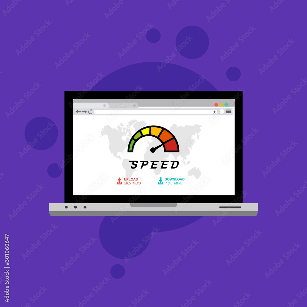 laptop acceleration icon vector template. Site Speed Test Concept Fast or Slow Load Modern vector illustration concept laptop acceleration icon vector template. Site Speed Test Concept Fast or Slow Load Modern vector illustration concept
