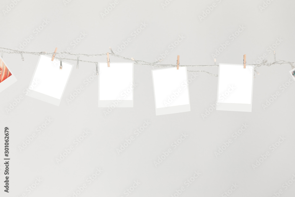 Blank photo frame on grey background. Blank photo frame on grey background.