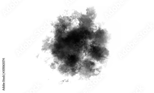 Black watercolor spot isolated on white background