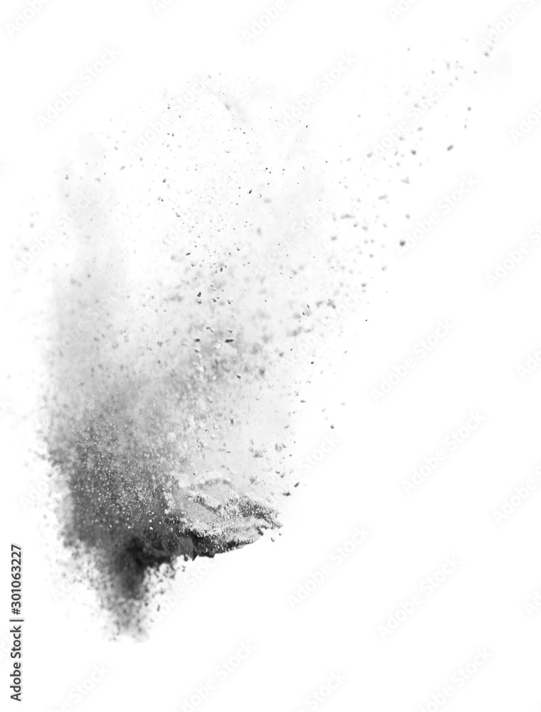 Beautiful black explosion isolated on white background