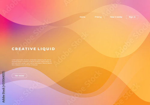 Vector Creative liquid background for landing page template. Eps 10 illustration futuristic and modern flow colorful style.