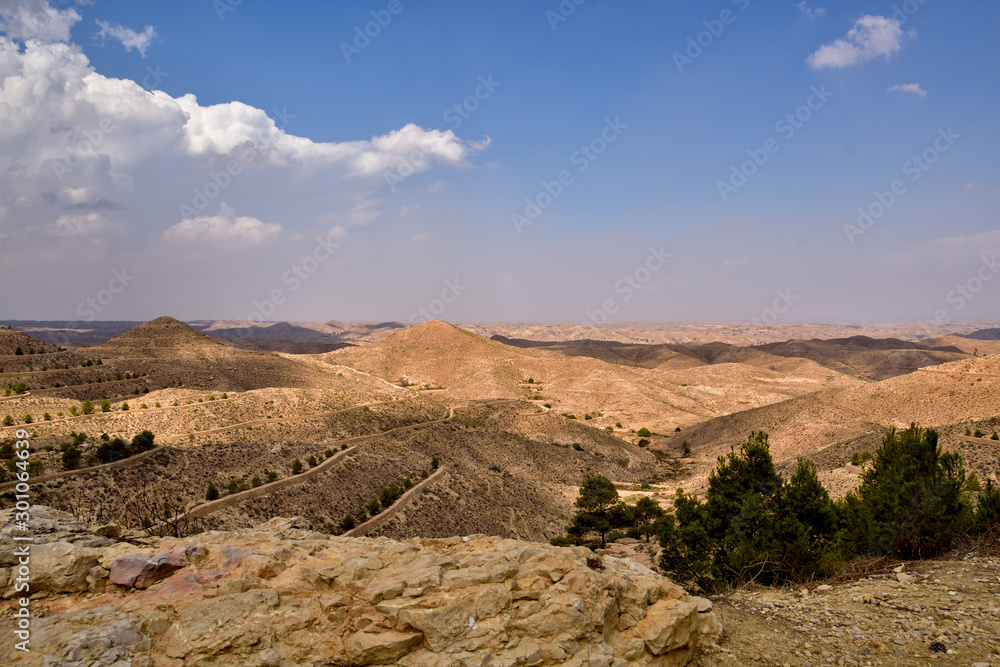view from the top to the tops of the desert Atlas mountains