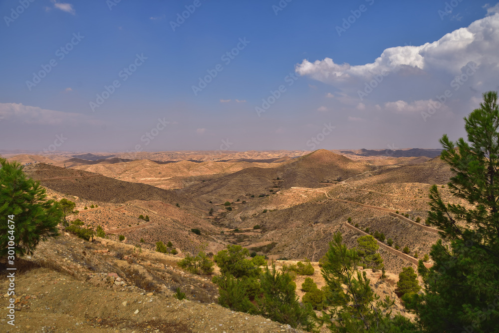 Fototapeta premium view from the top to the tops of the desert Atlas mountains