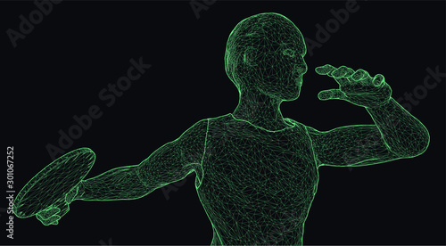 man playing table tennis illustrated with lines