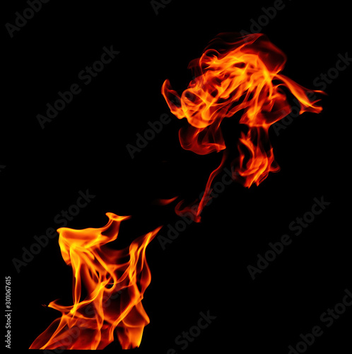 Fire flame isolated on black background. © Stepanov Aleksei