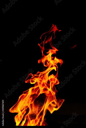 Fire flame isolated on black background. Expressive flame. © Stepanov Aleksei