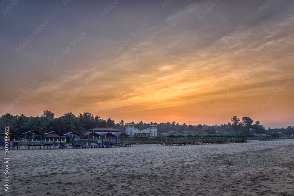 Sunset on the Goa beach, India