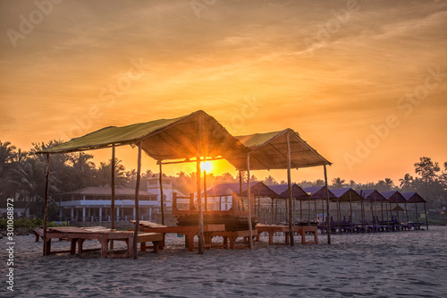 Sunset on the Goa beach, India