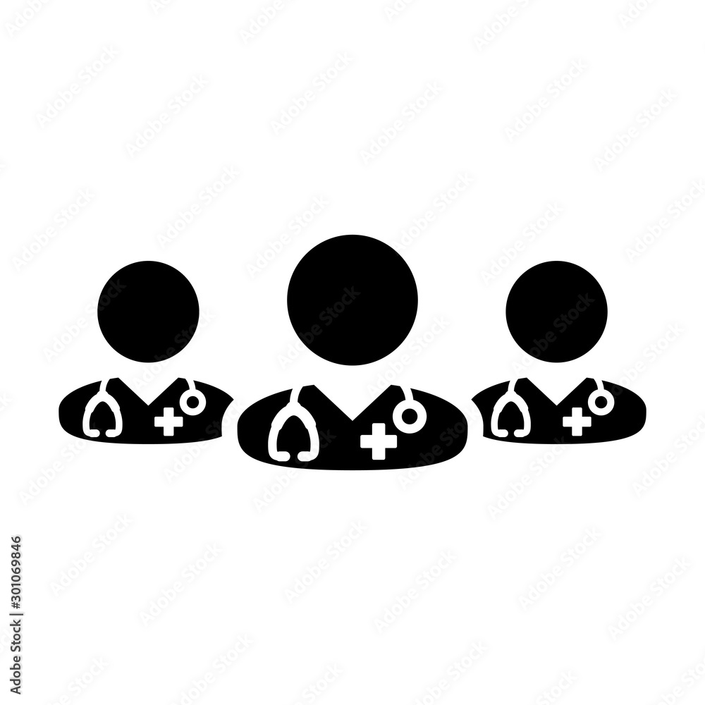 Hospital icon vector group of male doctors person profile avatar for medical and health consultation in a glyph pictogram illustration Hospital icon vector group of male doctors person profile avatar for medical and health consultation in a glyph pictogram illustration