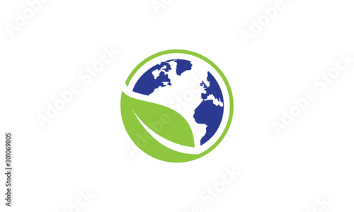 logo Earth Globe Green Leaves Nature