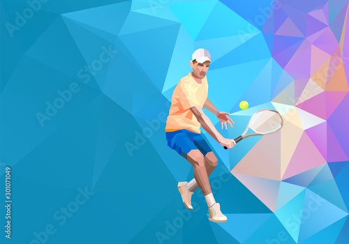 Tennis player triangle polygonal low poly vector illustration