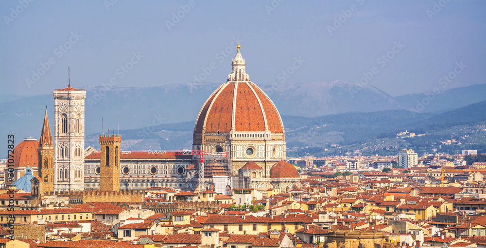 View of  beautiful Florence from  side of Piazzale Michelangelo