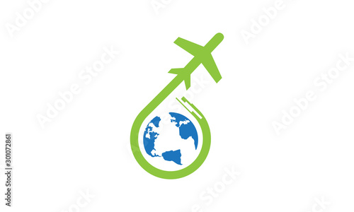 Travel Flight Logo World Globe vector