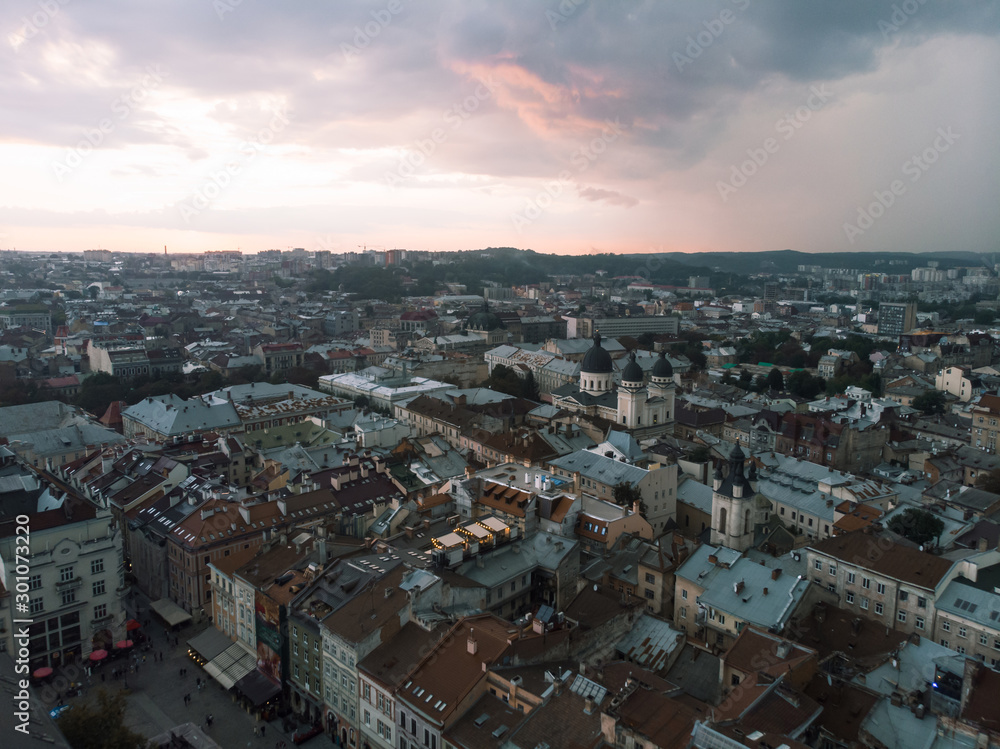 aerial view of lviv ukraine city