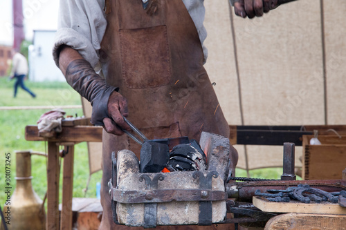 Tools and devices for hand-forged metal in field conditions. Old craft, vintage tools.