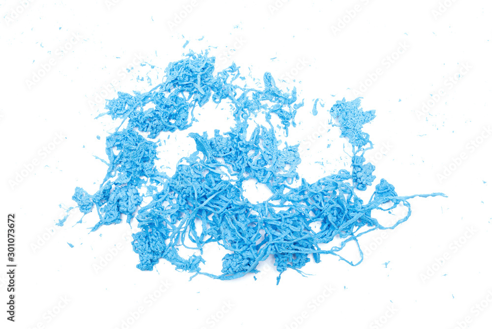 Naklejka premium Blue cream spray isolated on the white background. Top view.