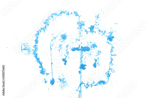 Blue cream spray isolated on the white background. Top view.