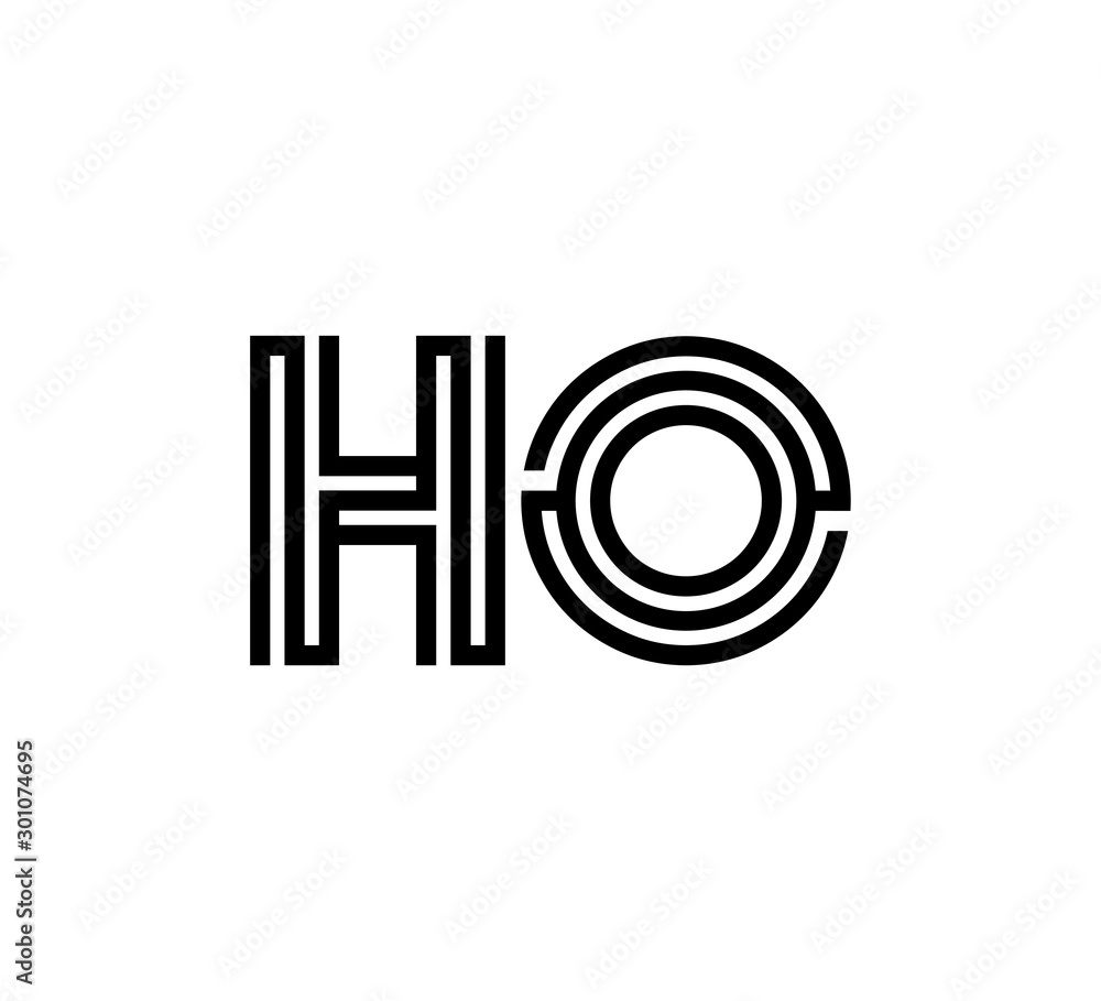Initial two letter black line shape logo vector HO Initial two letter black line shape logo vector HO