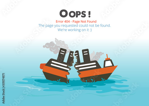 Error 404 page layout vector design. Website 404 page creative concept. The page you requested could not be found. Oops 404 error page.