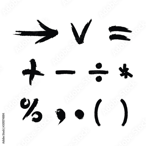 Black brush math symbols.