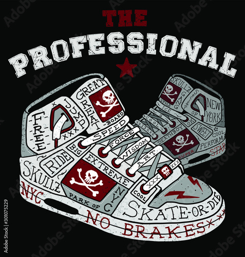 skateboard sneakers drawing graphic design