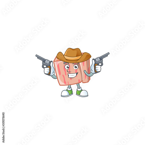Fresh meat cartoon with cowboy character shape