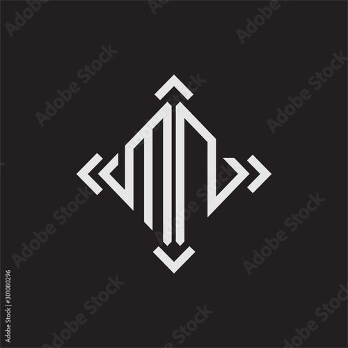 MN Logo Abstrac letter Monogram with Arrow in every side isolated