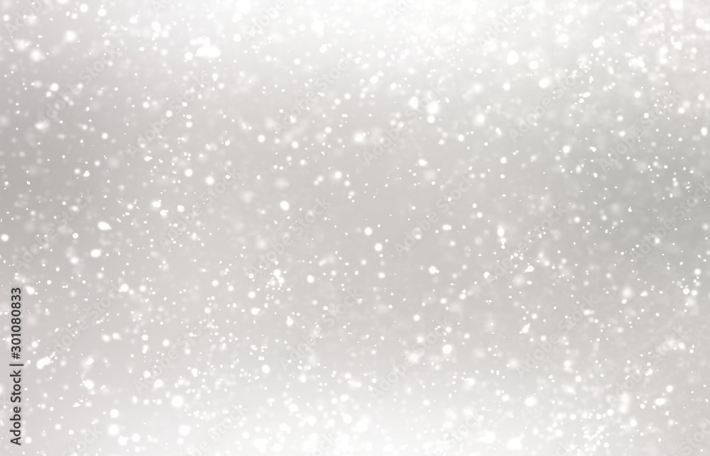 Winter light simple background. Snow blurred pattern. Soft abstract texture. Faint silver tint. White grey ombre.