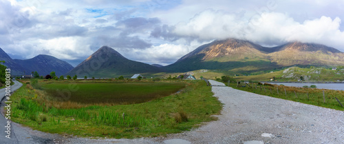 Panoramic image of beautiful scenic route to Elgol village in summer, Scotland