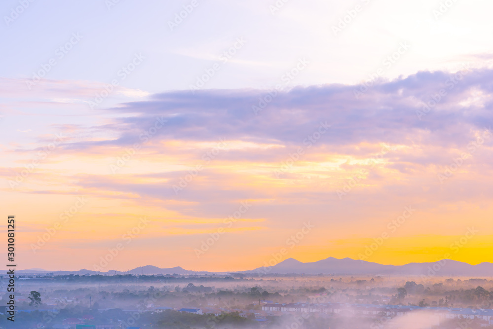 Fototapeta premium Beautiful landscape of sea ocean around Pattaya city in Thailand at sunset time