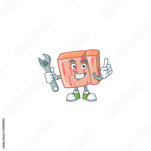 Cartoon meat in the character mascot mechanic