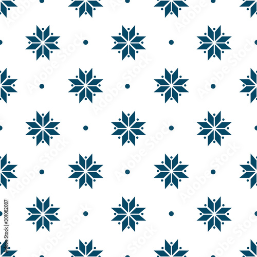 winter minimalist geometric seamless pattern with snowflakes. Ethnic folk motif. Winter holiday design