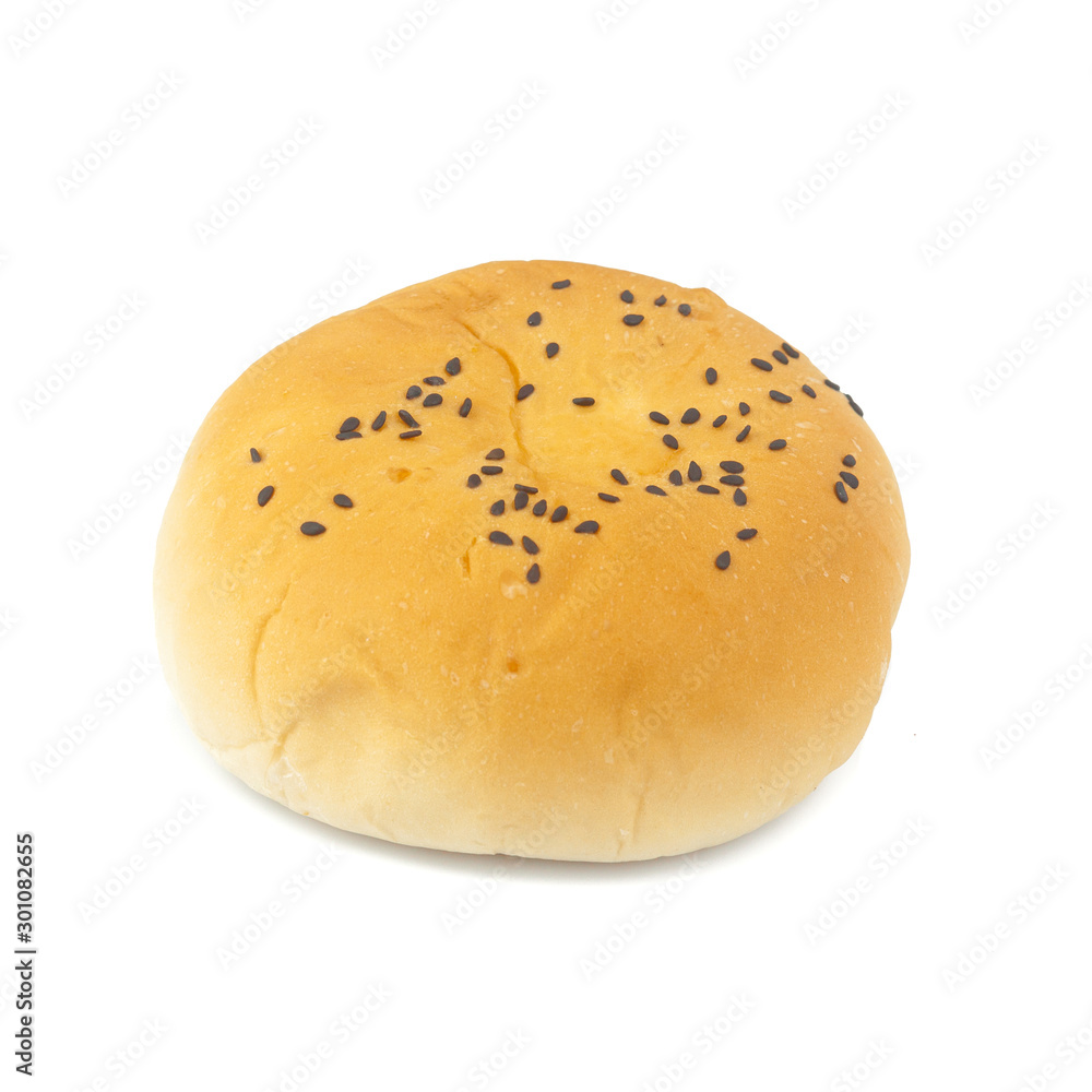Fresh Homemade Sesame bun. Bread and Bakery Products Isolated on White background Fresh Homemade Sesame bun. Bread and Bakery Products Isolated on White background