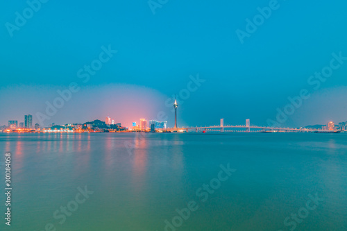 Night view of Macau Island on the other side of Zhuhai © Weiming
