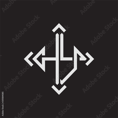 HY Logo Abstrac letter Monogram with Arrow in every side isolated photo