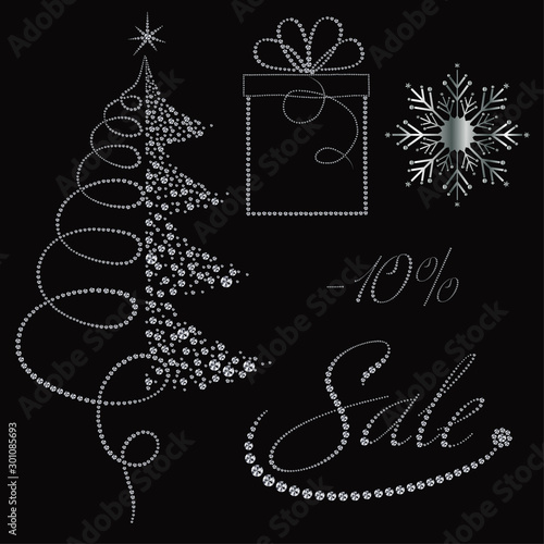 Festive diamonds Christmas items collection for Christmas sale banners