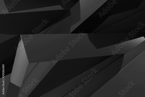 Abstract Black Geometry Background. 3D Rendering