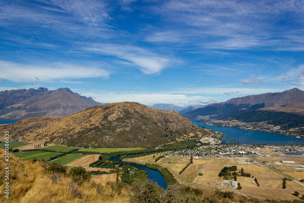 View of Queenstown and Lake Wakatipu, New Zealand