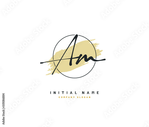 A M AM Beauty vector initial logo, handwriting logo of initial signature, wedding, fashion, jewerly, boutique, floral and botanical with creative template for any company or business.