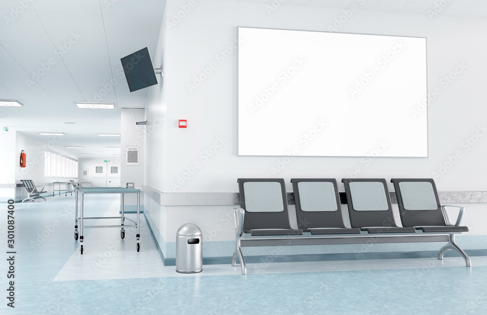 Mock up of a frame in a waiting room of a hospital