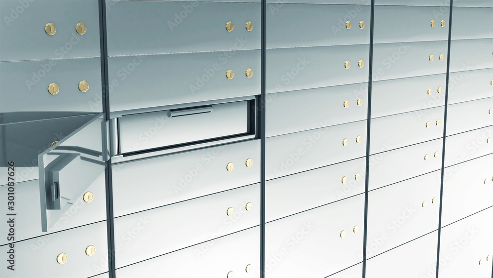 Close-up View of Open Deposit Bank Safe Close-up View of Open Deposit Bank Safe