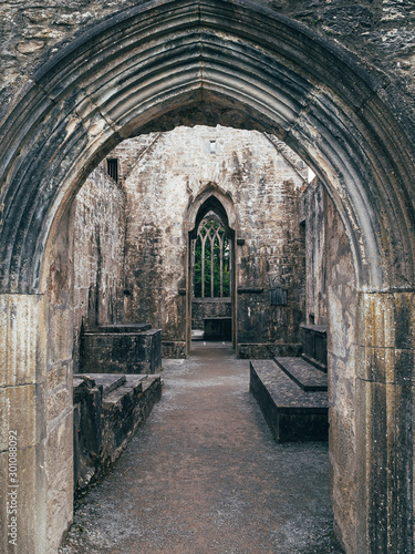 Gothical ruins of Muckross Abbey in Killarney in Ireland