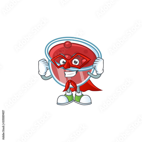 Canberries sauce with super hero mascot on white background